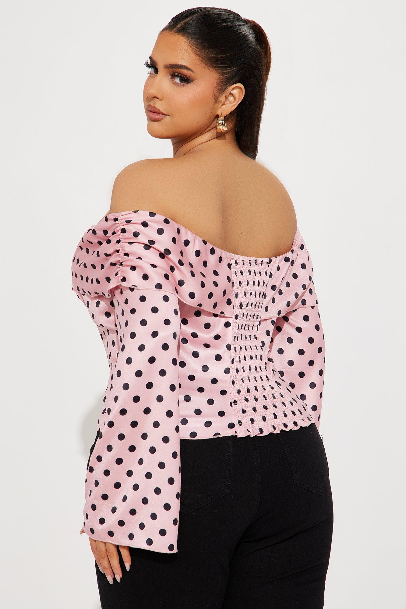 Everlyn Satin Polka Dot Top - Pink/combo Product Image