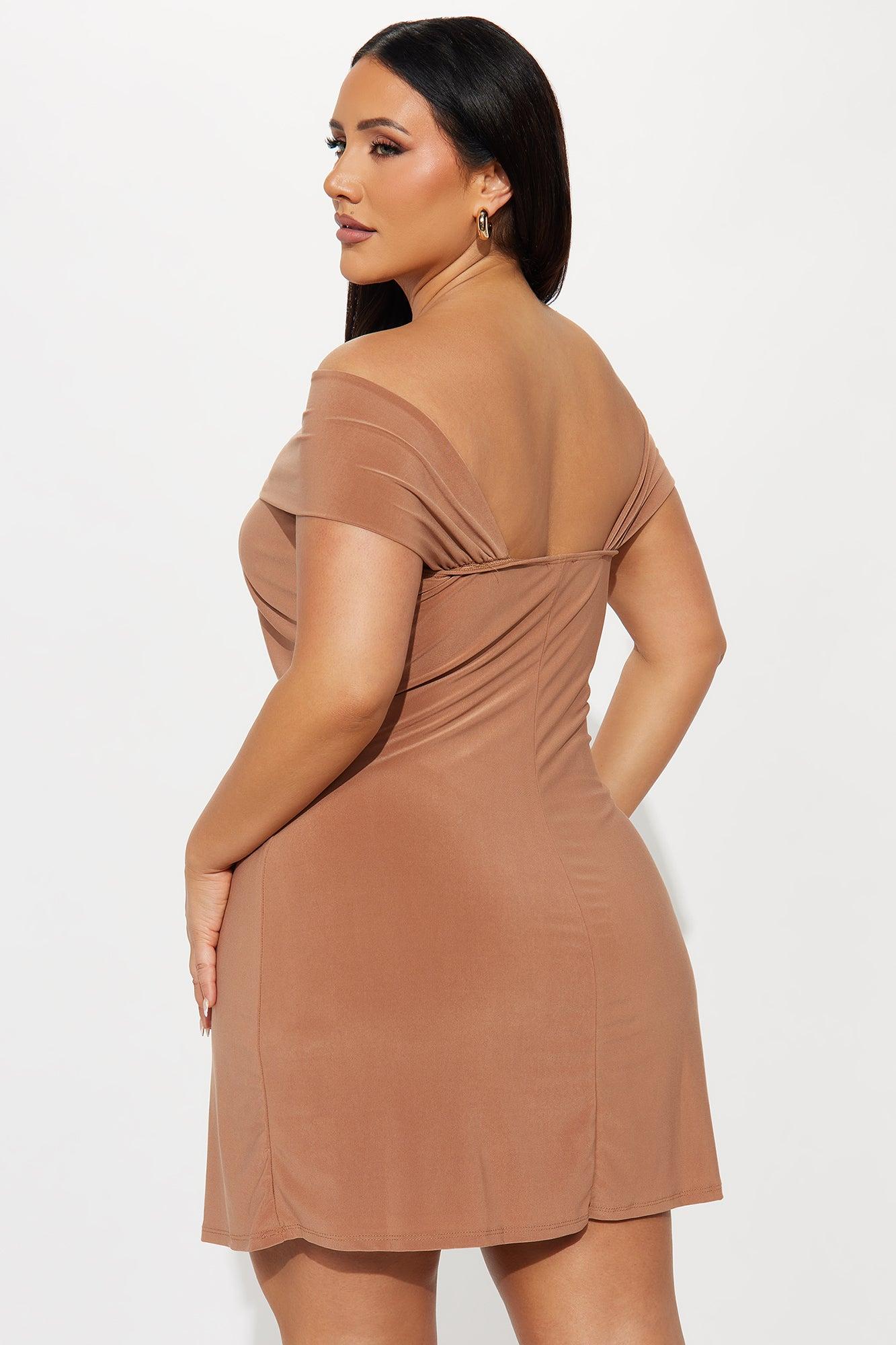 Quinn Short Sleeve Mini Dress - Mocha Female Product Image