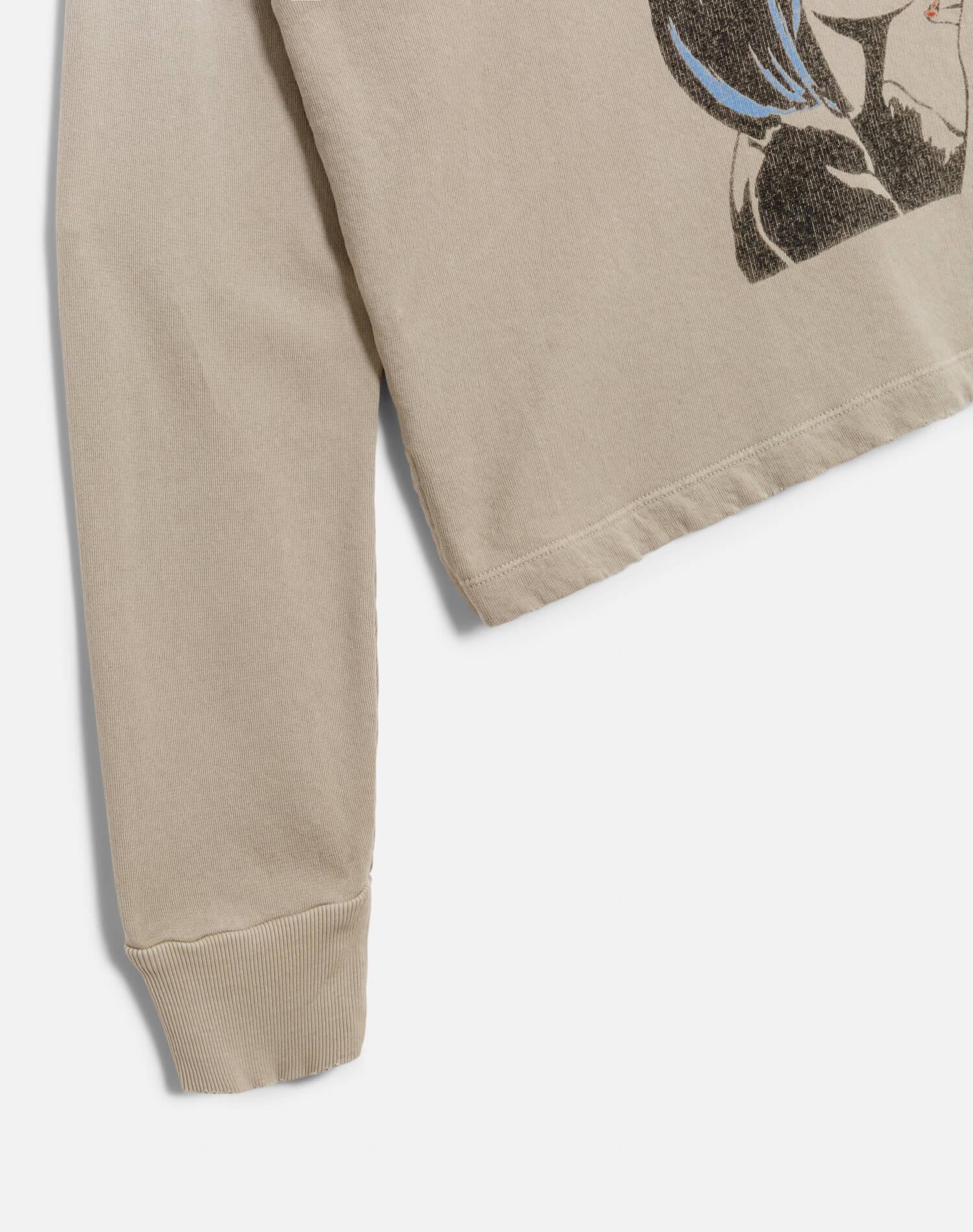 Boxy Crewneck Sweatshirt "Love Me" - Khaki Female Product Image