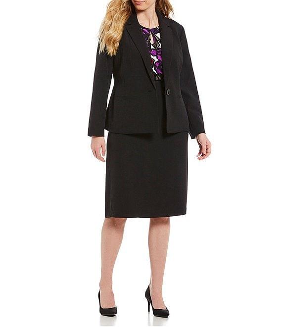 Kasper Plus Size Stretch Crepe Seamed Blazer Product Image