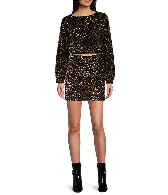 Evolutionary Coordinating Sequin Scoop Neck Long Sleeve Top Product Image