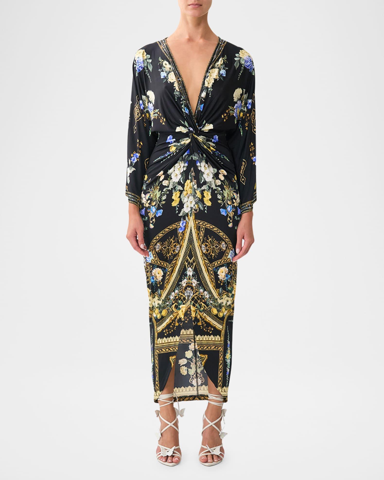 Ottoman Elegance Long Split Front Twist Dress Product Image