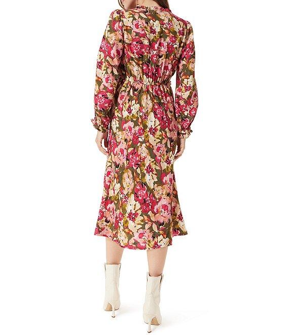 Sam Edelman Illora Ruffle V-Neck Long Sleeve Midi Dress Product Image