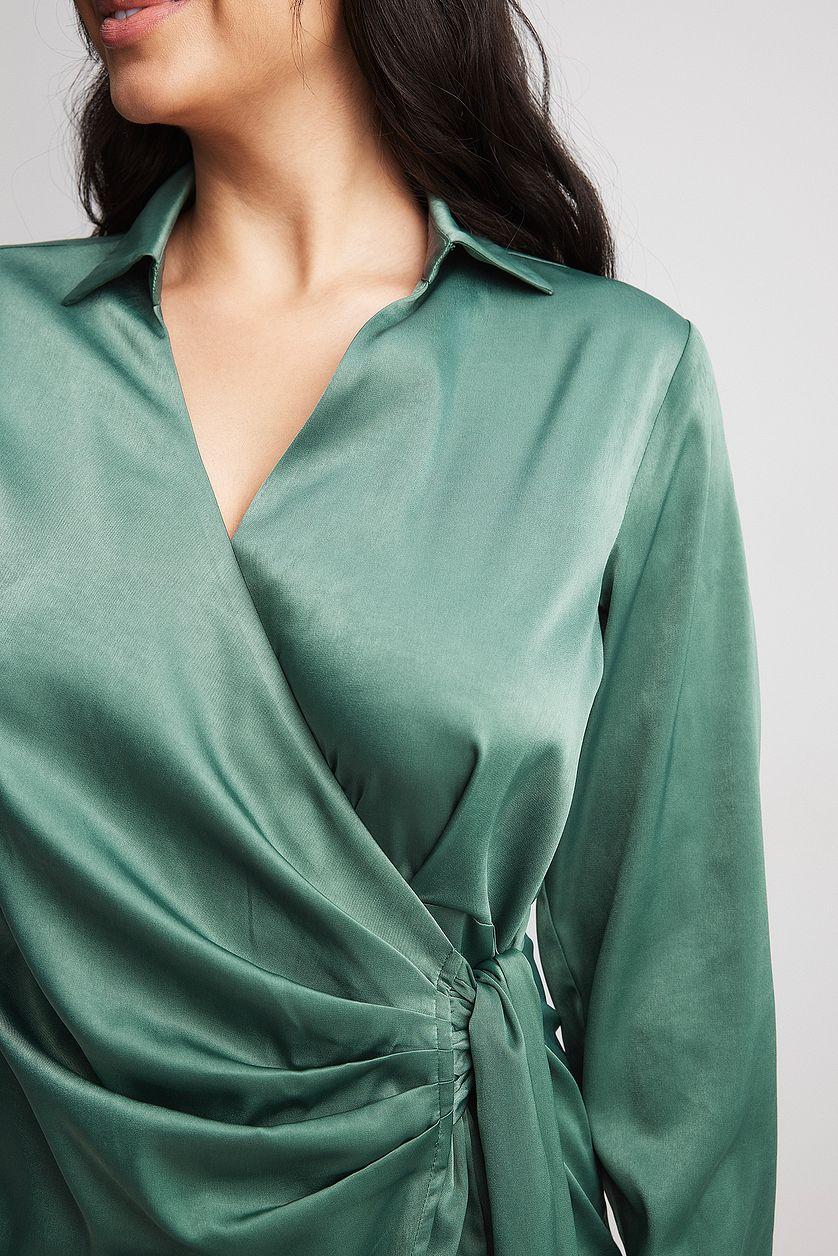 Wrap Satin Shirt Dress Product Image