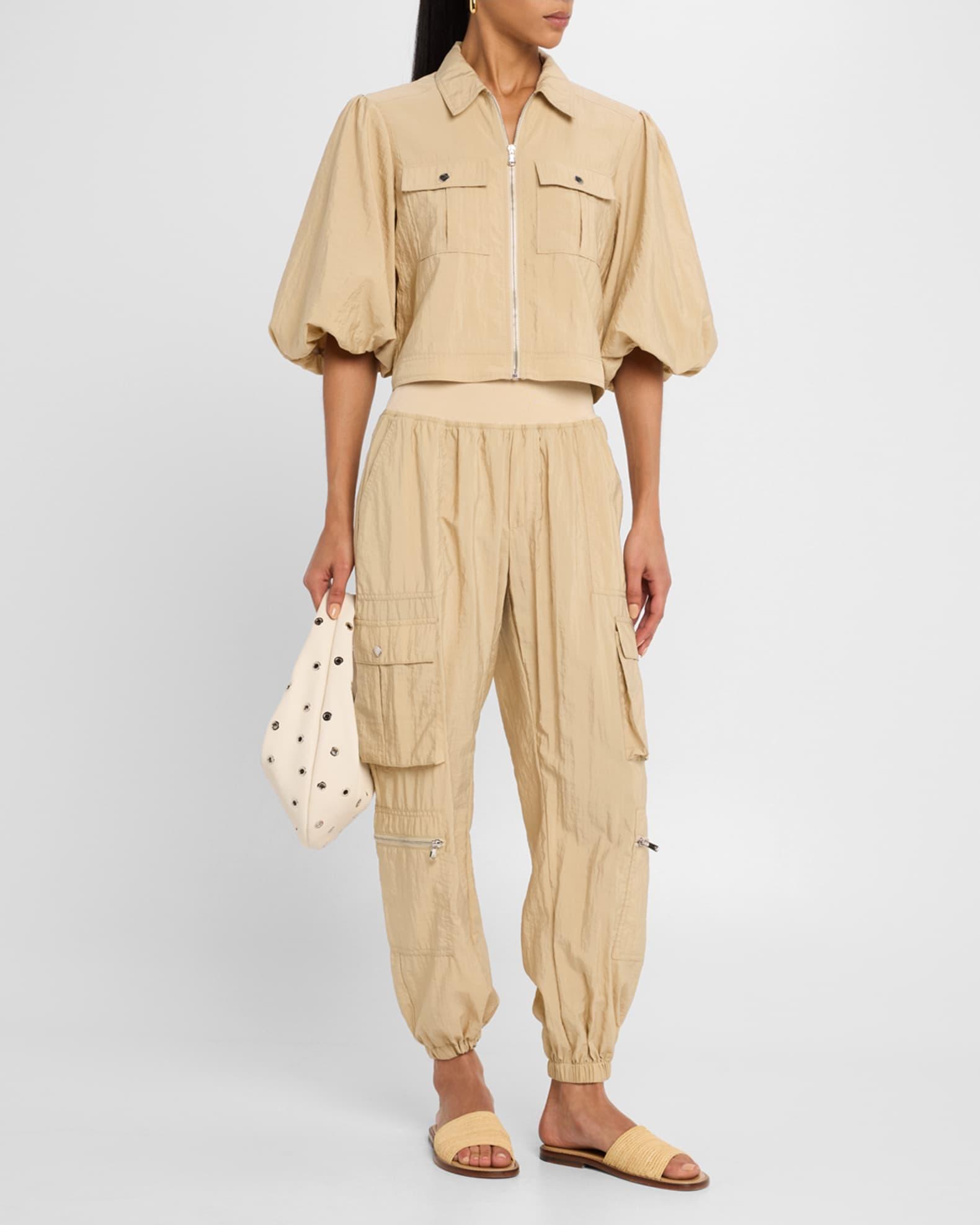 Genevive Satin Cargo Jogger Pants Product Image