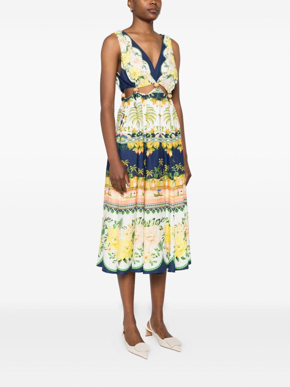 midi floral cut-out dress Product Image
