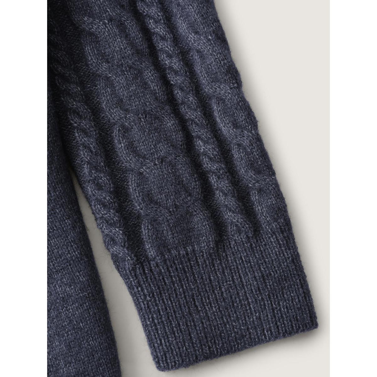 Plus Size Twisted Texture Pockets Slit Knit Cardigan Indigo Women Leisure Loose Long Sleeve Casual Cardigans BloomChic 12/L Product Image