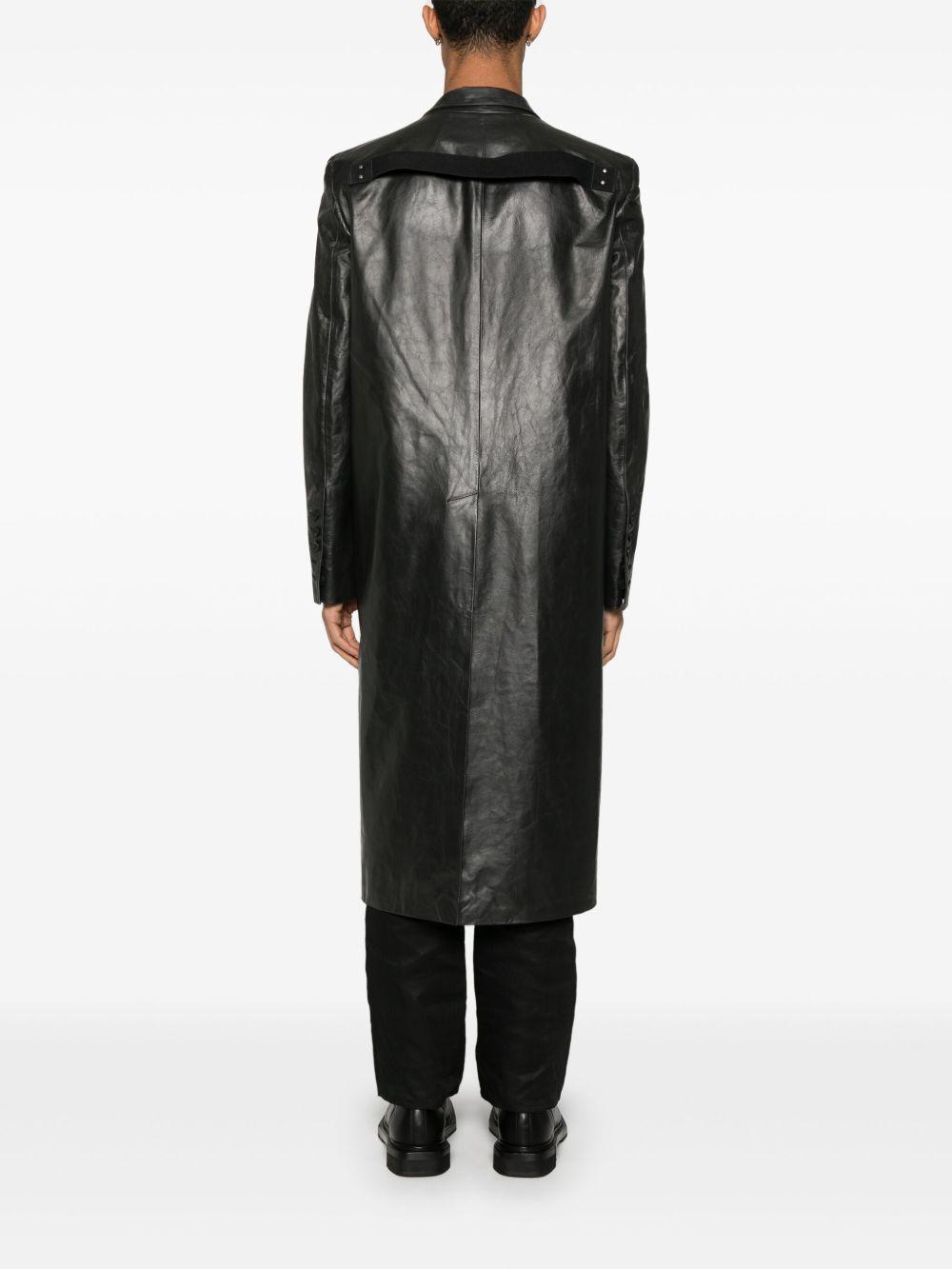 RICK OWENS Black Hollywood Lido Leather Coat In 09 Black Product Image