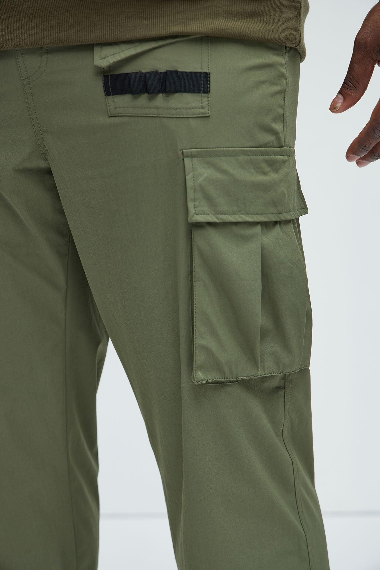 Put Me On Something Slim Nylon Cargo Pants - Olive Product Image