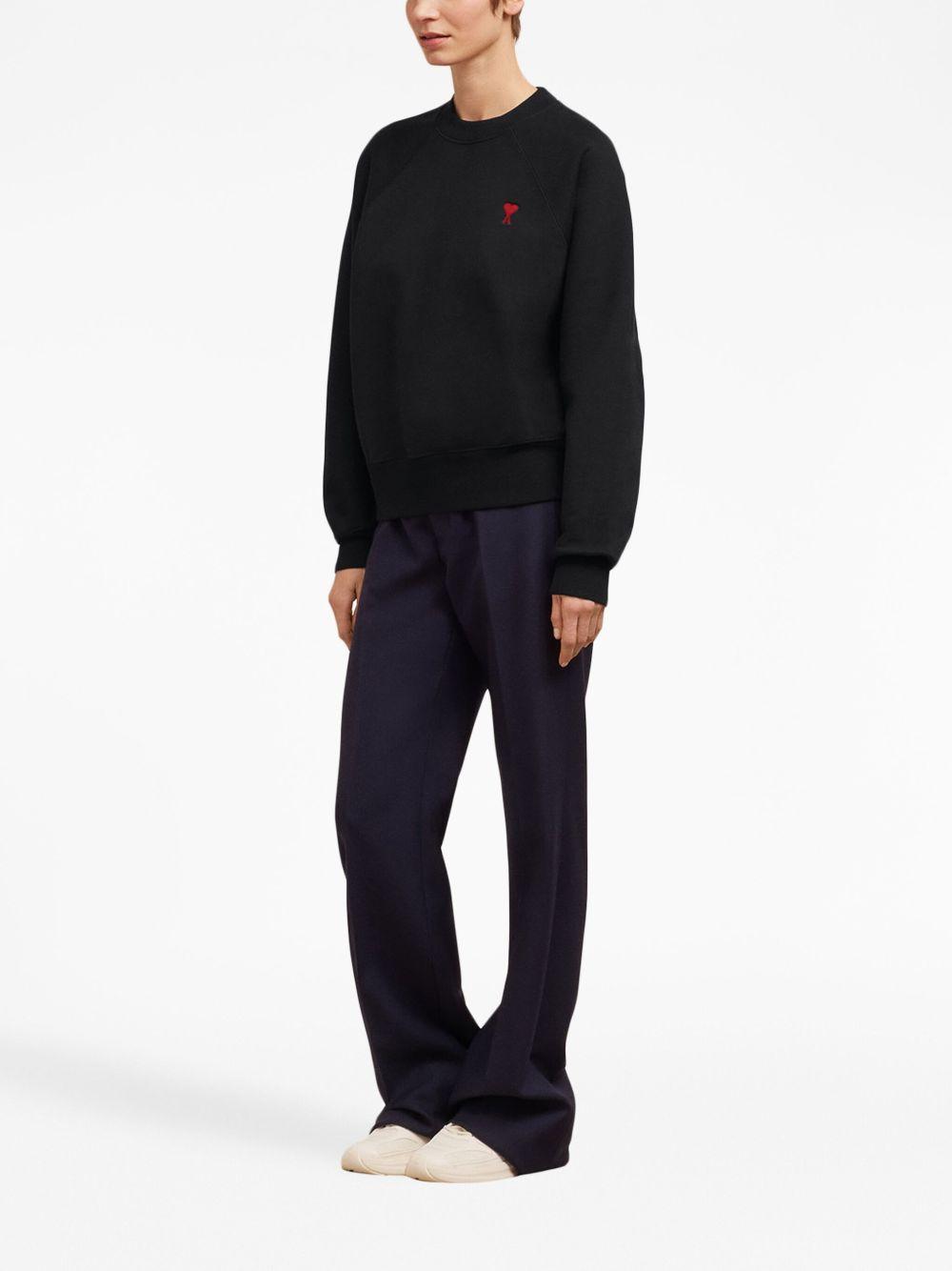 AMI ALEXANDRE MATTIUSSI Ami Classic Black Sweater With Round Neckline And Emblem Detail Product Image