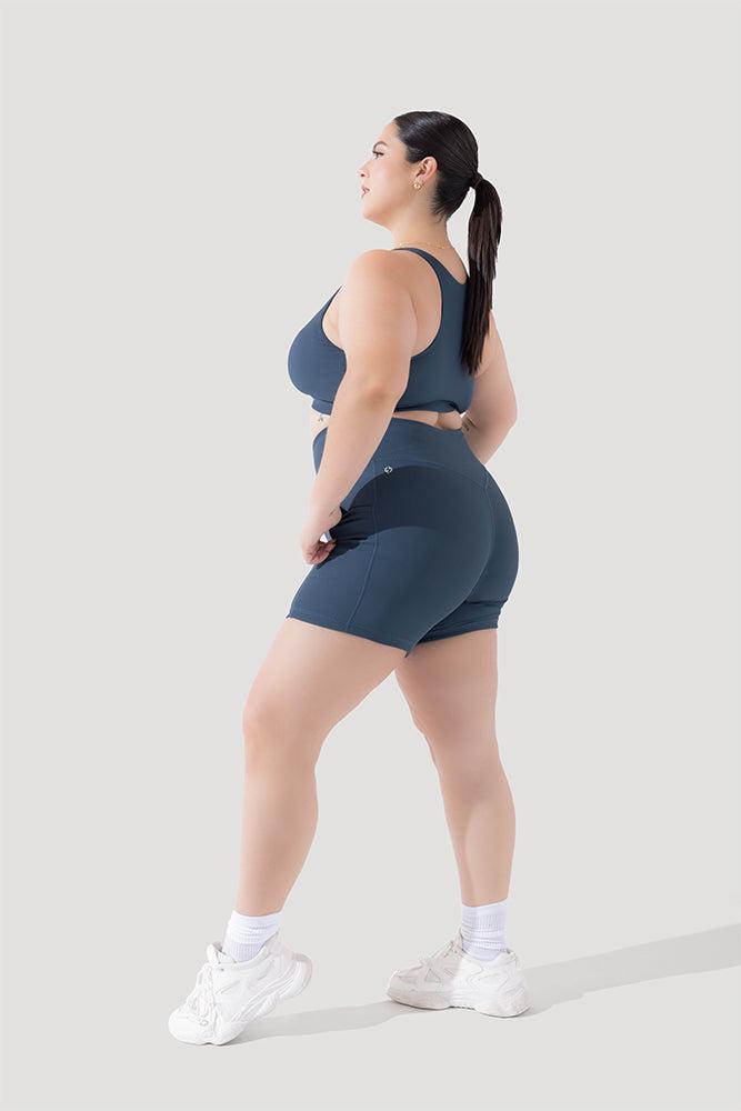 Crisscross Hourglass® Midi Shorts with Pockets (Ribbed) - Dark Navy Product Image