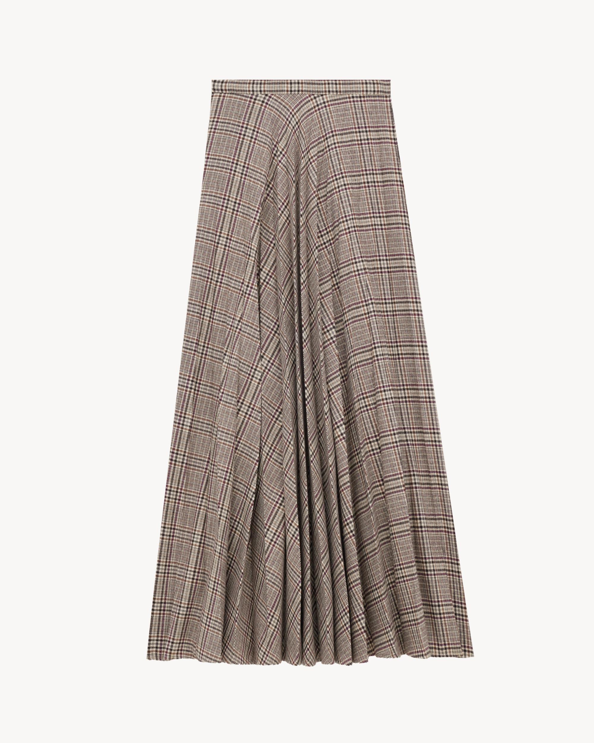 pleated maxi skirt in prince of wales check Product Image
