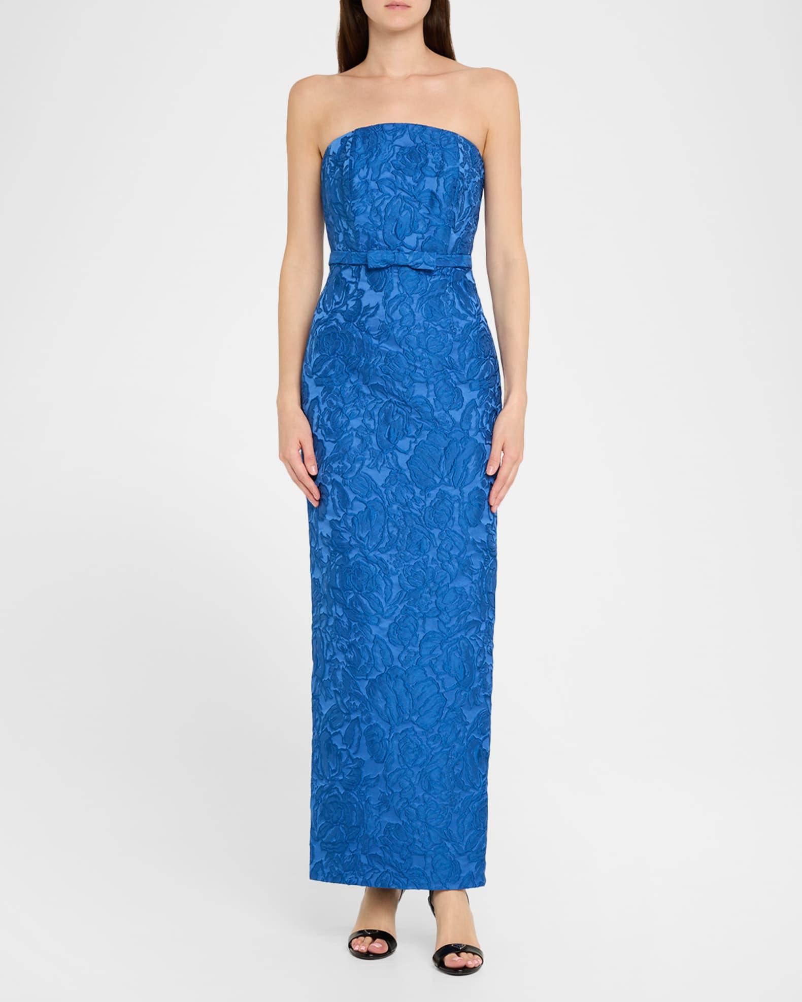 Sophia Strapless Floral Jacquard Column Gown Product Image