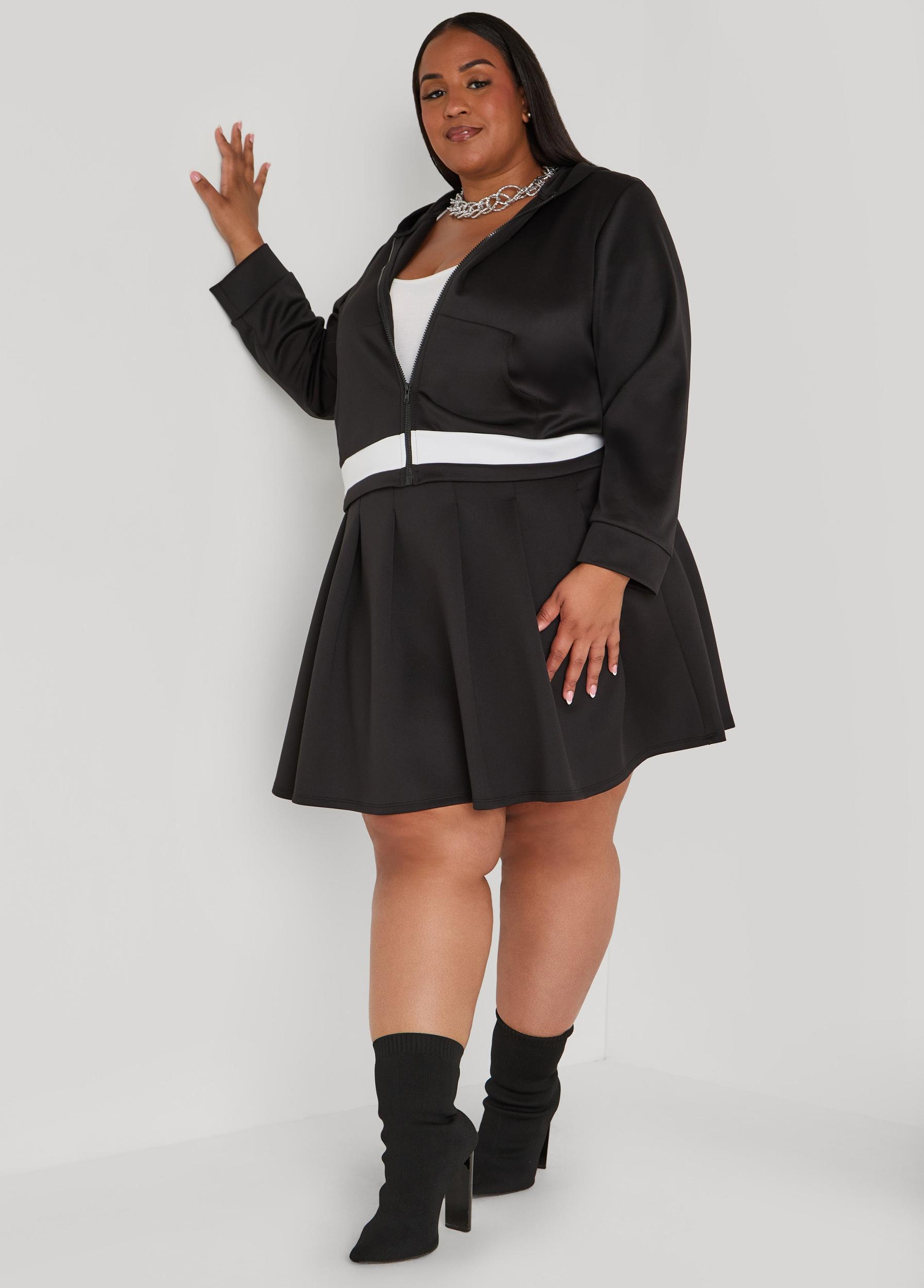 Plus Size Striped Zip Front Hoodie Ashley Stewart Product Image