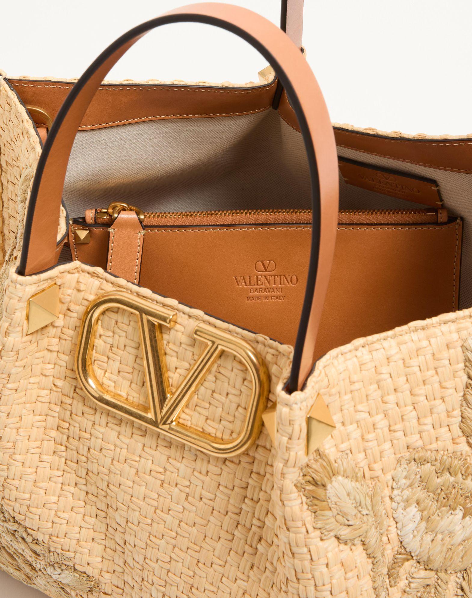 Medium Shopping Bag In Raffia With Floral Embroidery Product Image