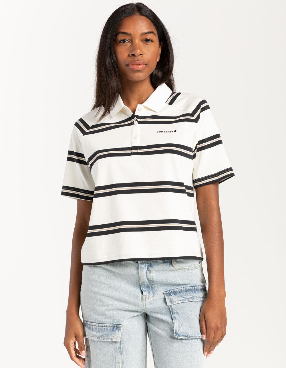 CONVERSE Marquis Womens Polo Shirt - WHT/BLK Product Image