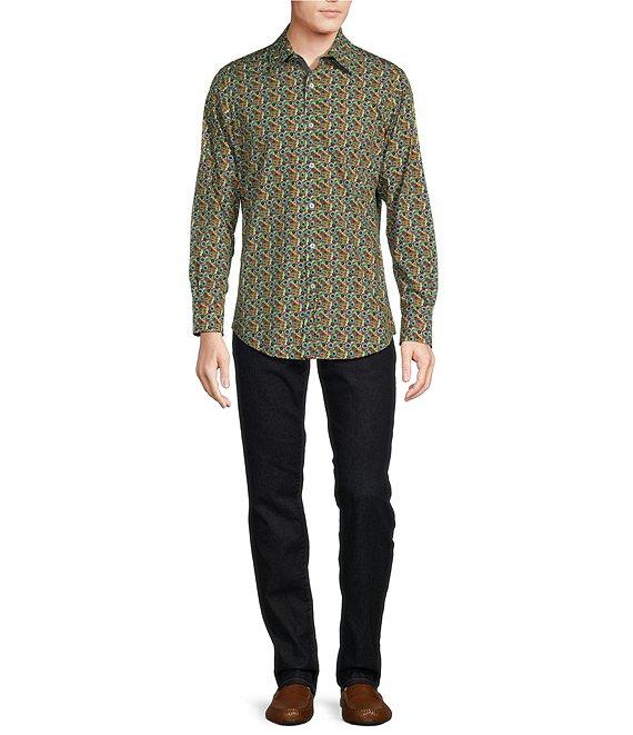 Cremieux Big & Tall Premium Denim Small Geometric Print Long Sleeve Woven Shirt Product Image