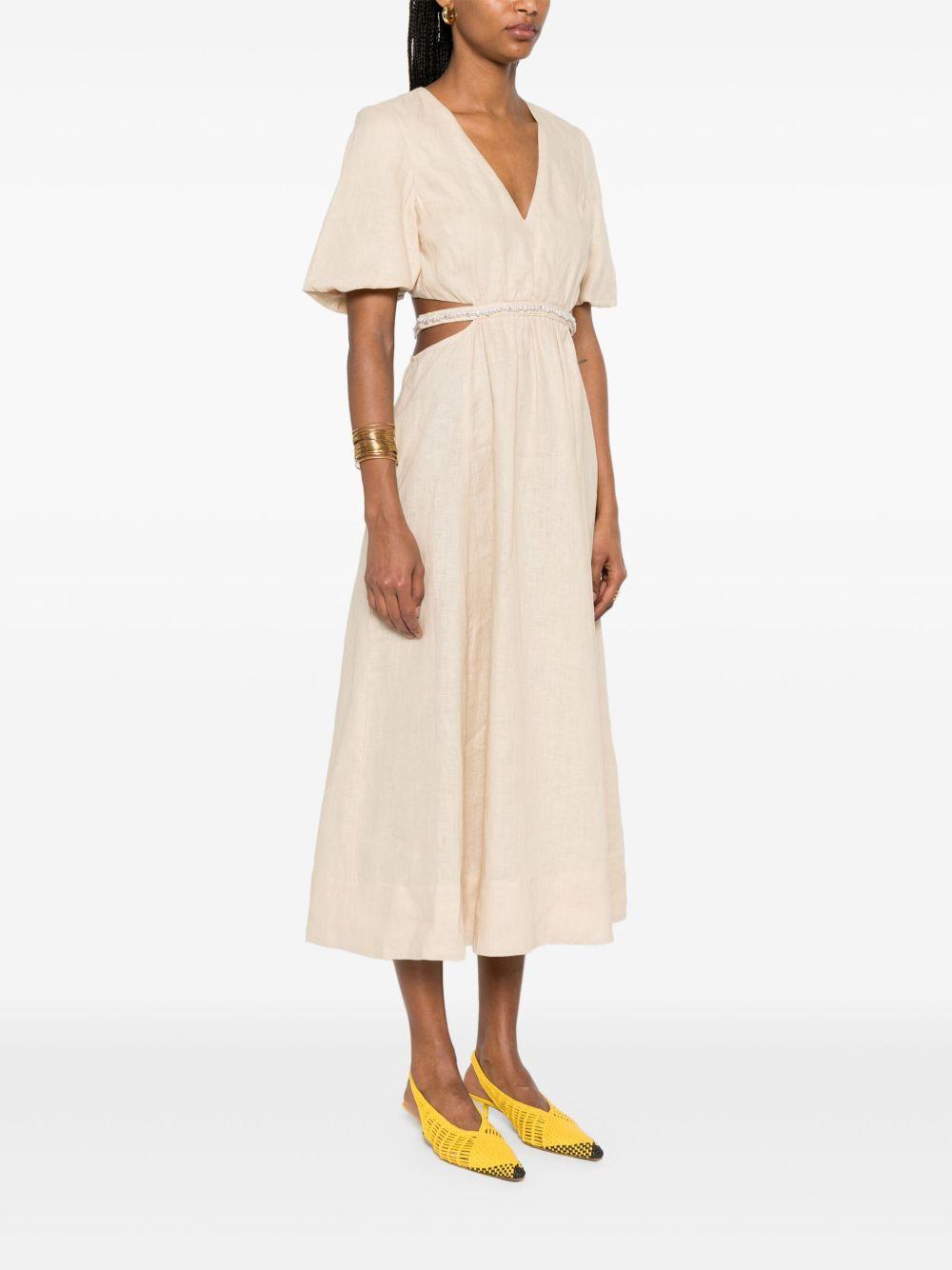 faux-pearl-embellished midi dress Product Image