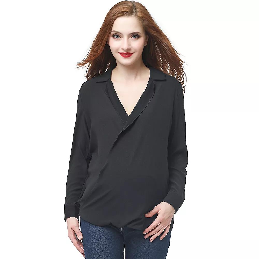 Maternity Pokkori Surplice Drape Front Nursing Blouse, Women's,  Product Image
