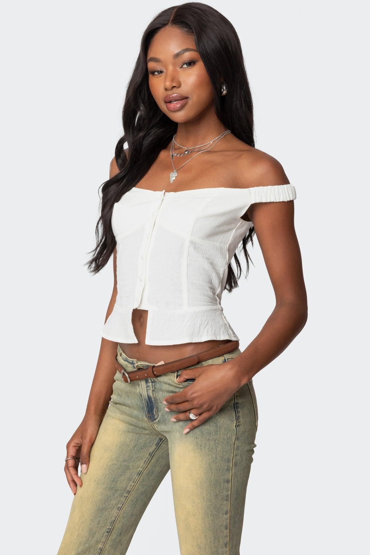 Ali Linen Look Off Shoulder Top Product Image