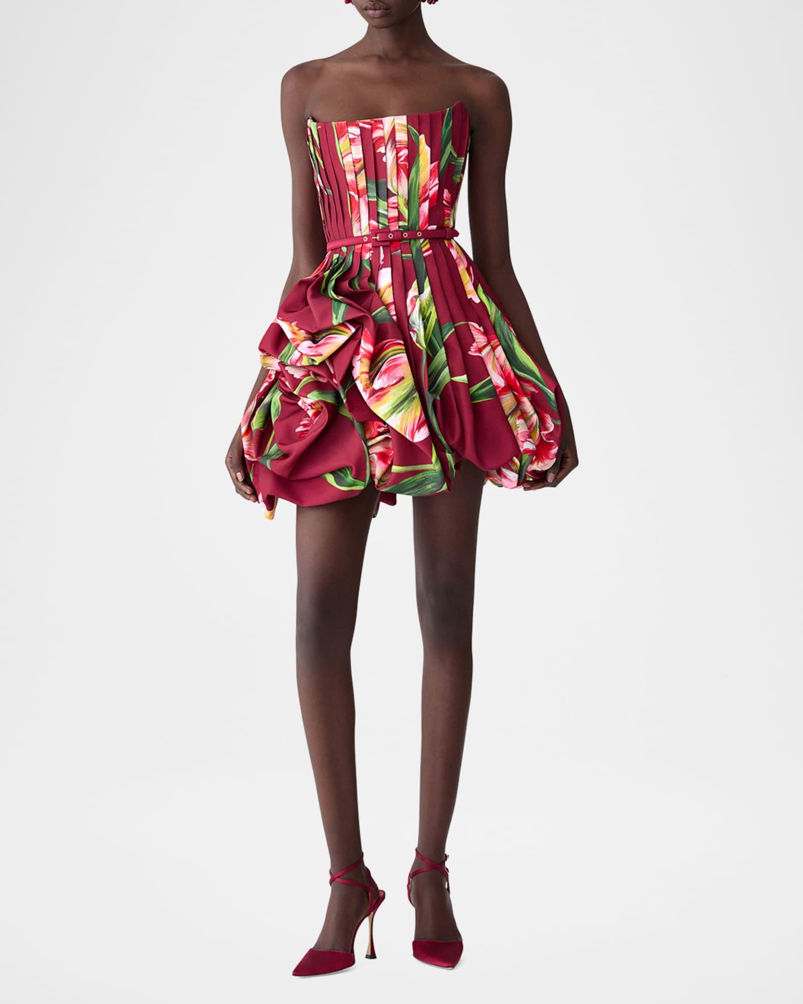 Floral Pleated Draped Mini Dress Product Image