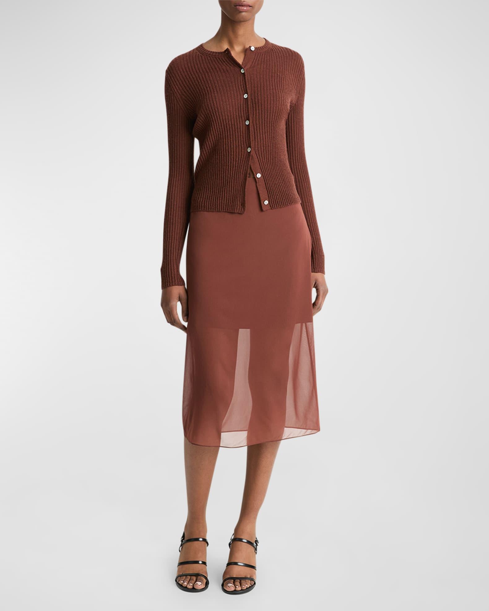 Sheer Chiffon Midi Pencil Skirt Product Image