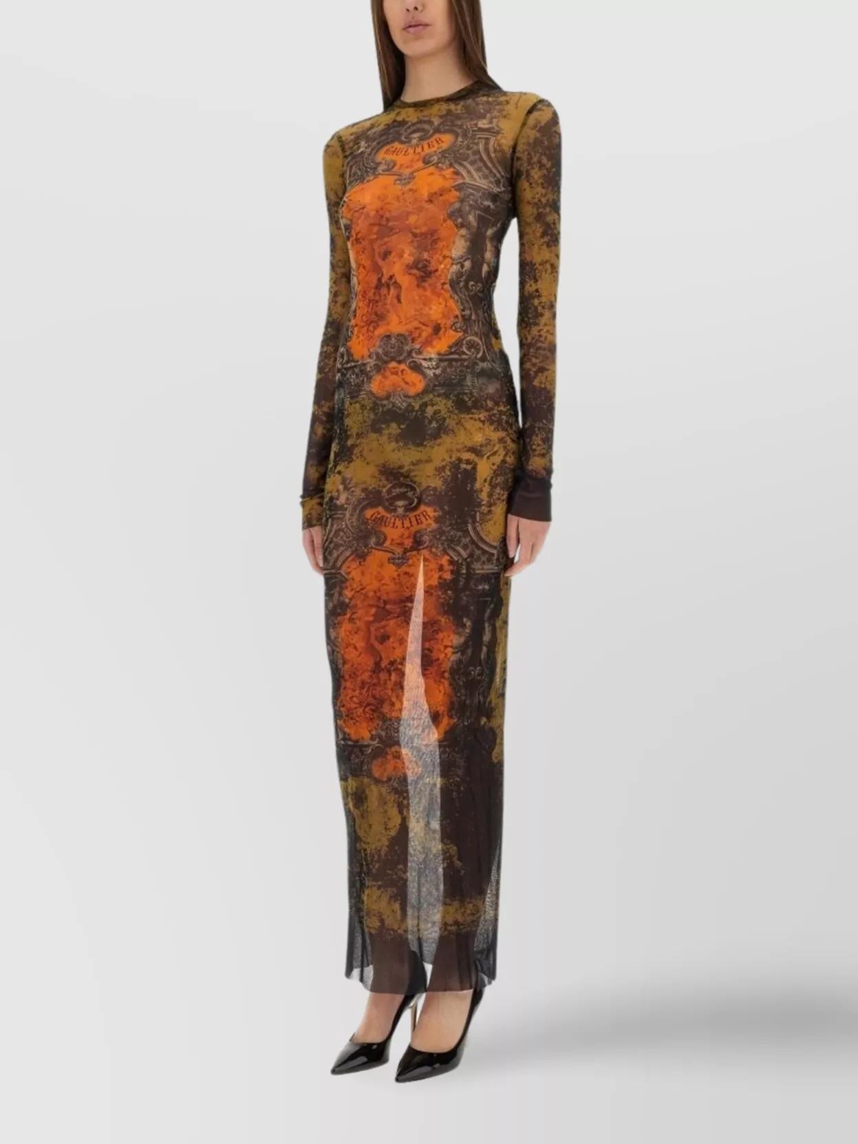 JEAN PAUL GAULTIER Graphic Print Full-length Dress With Long Sleeves In Black Product Image
