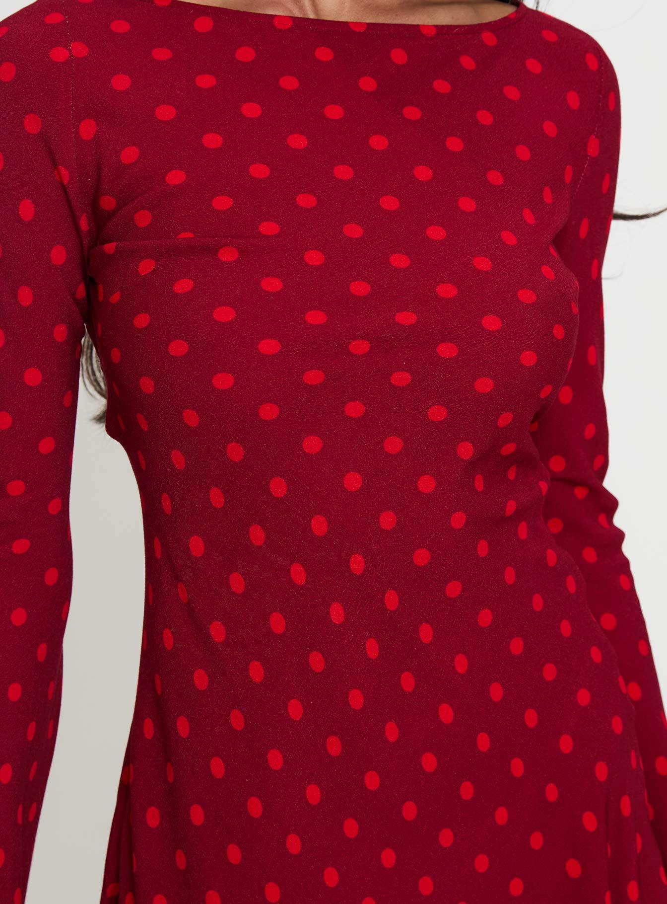 Good Graces Long Sleeve Mini Dress Red Dot Product Image