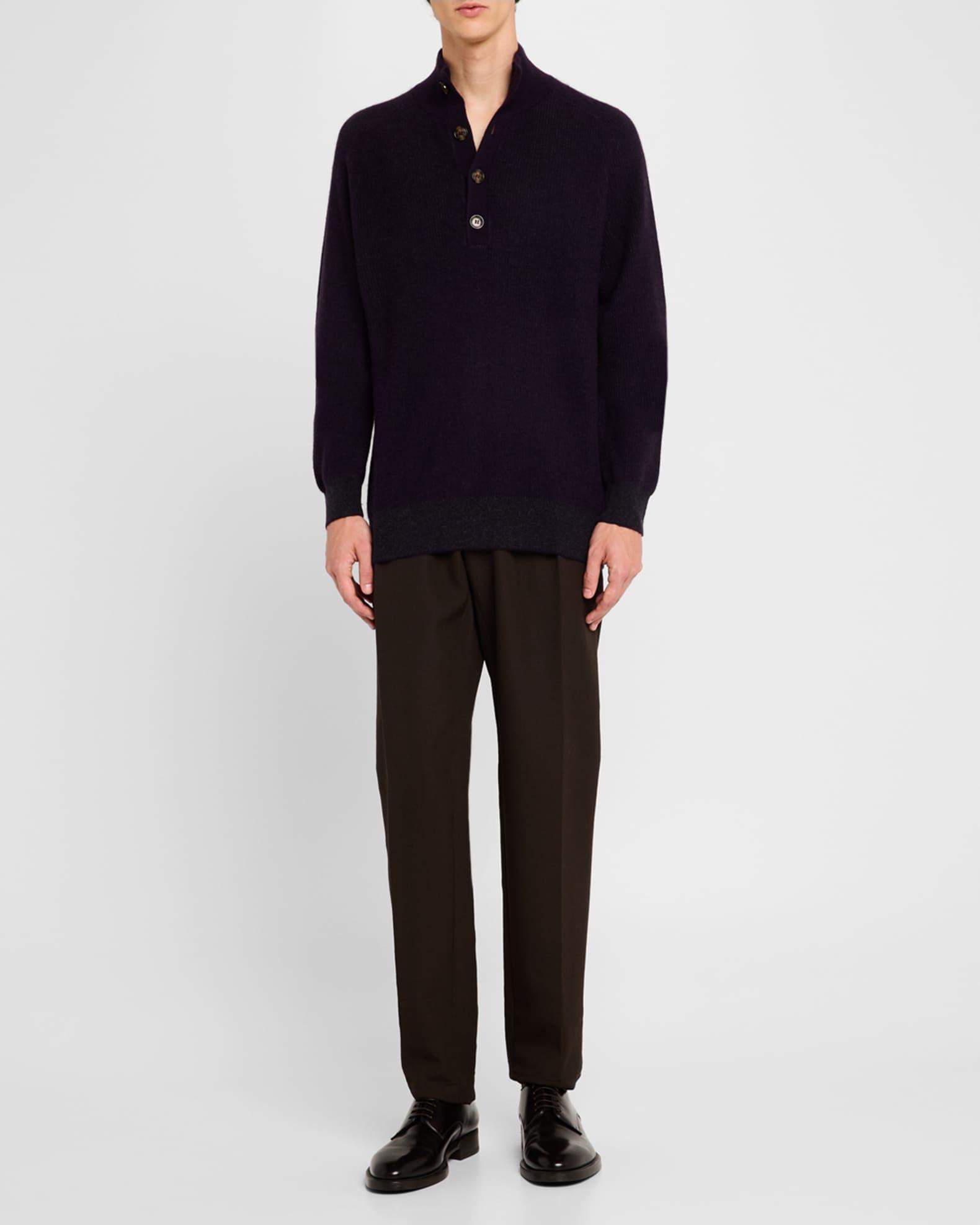 Mens Cashmere Rib Quarter-Placket Polo Sweater Product Image