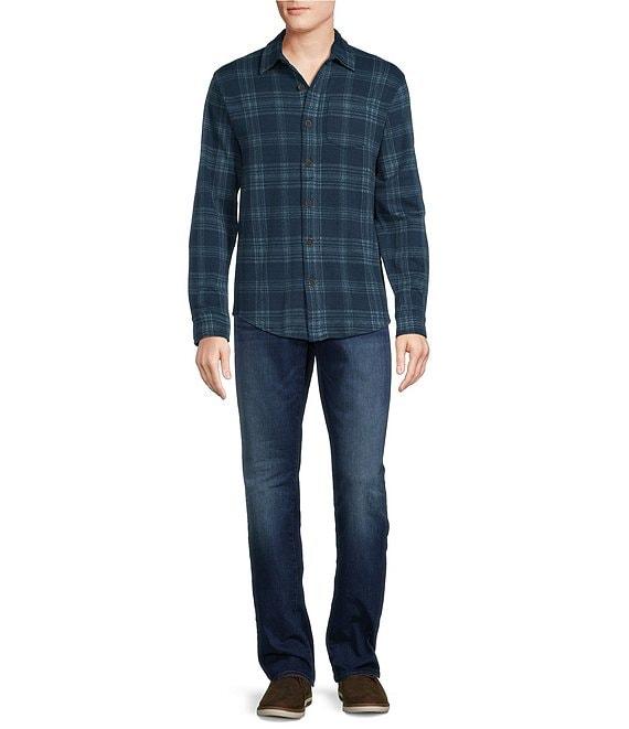Cremieux Herbisse Jaquard Plaid Coatfront Knit Long Sleeve Woven Shirt Product Image