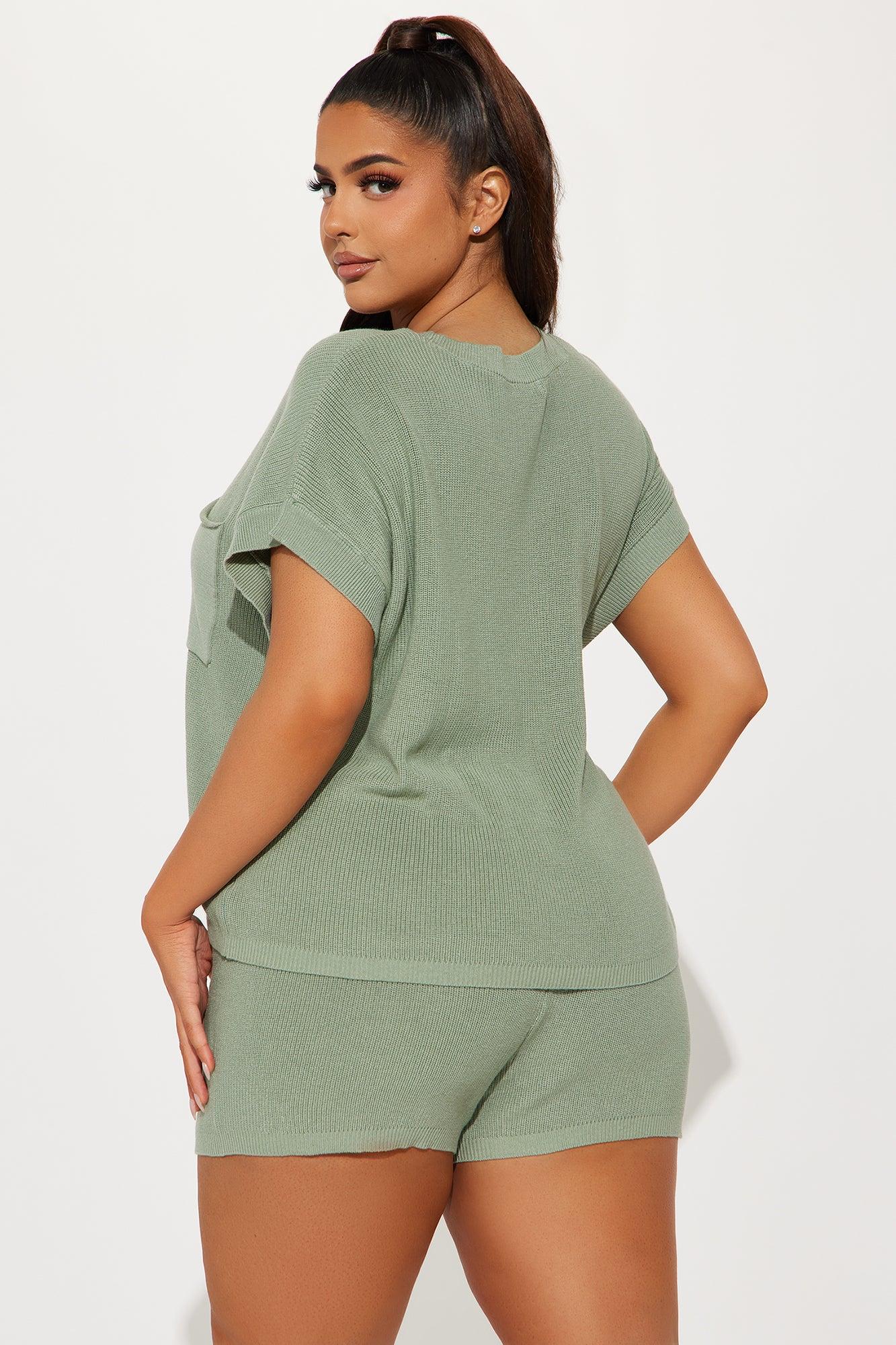 Skyler Sweater Short Set - Sage Product Image