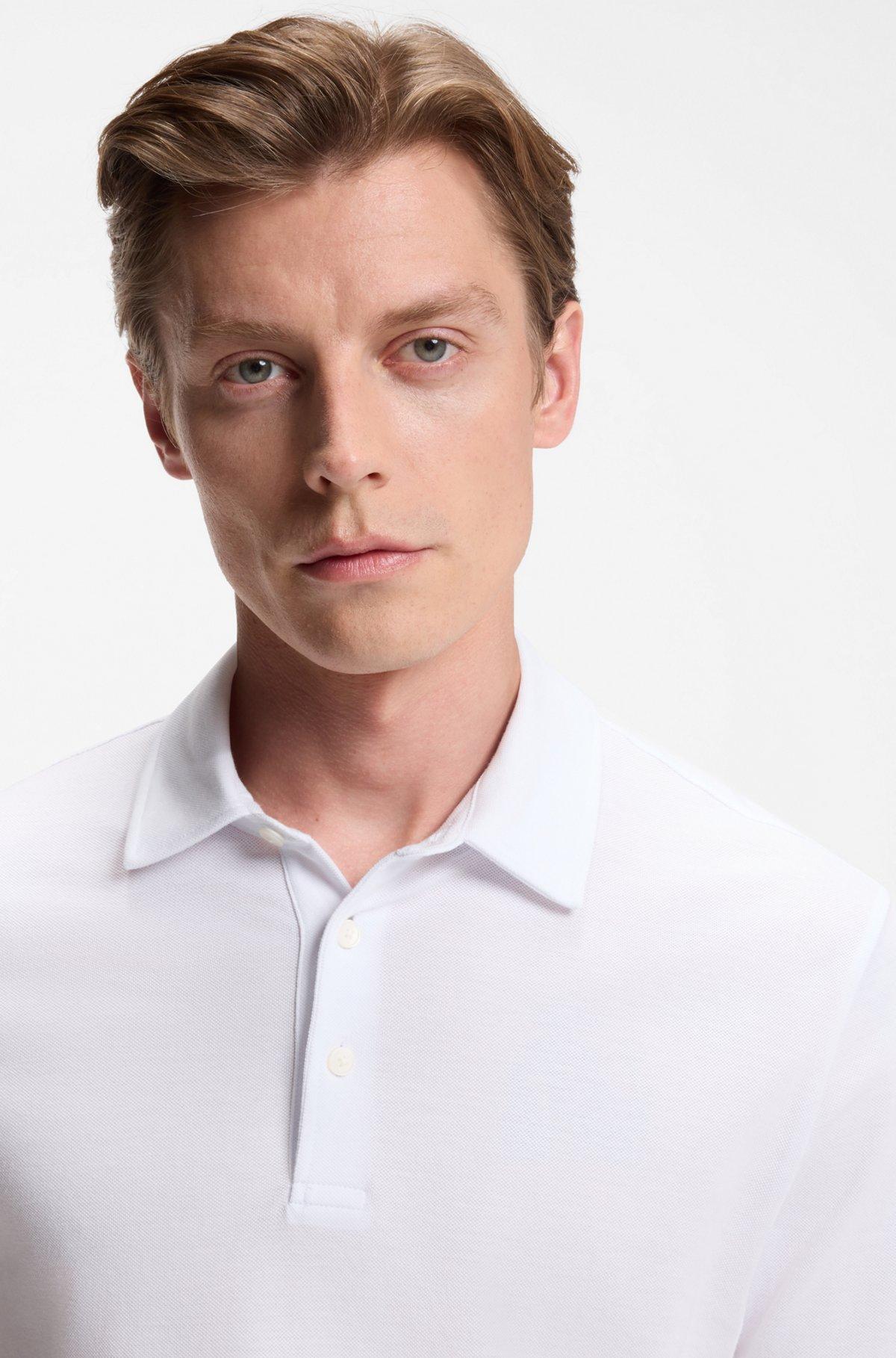 Zip-placket polo shirt in a cotton blend Product Image