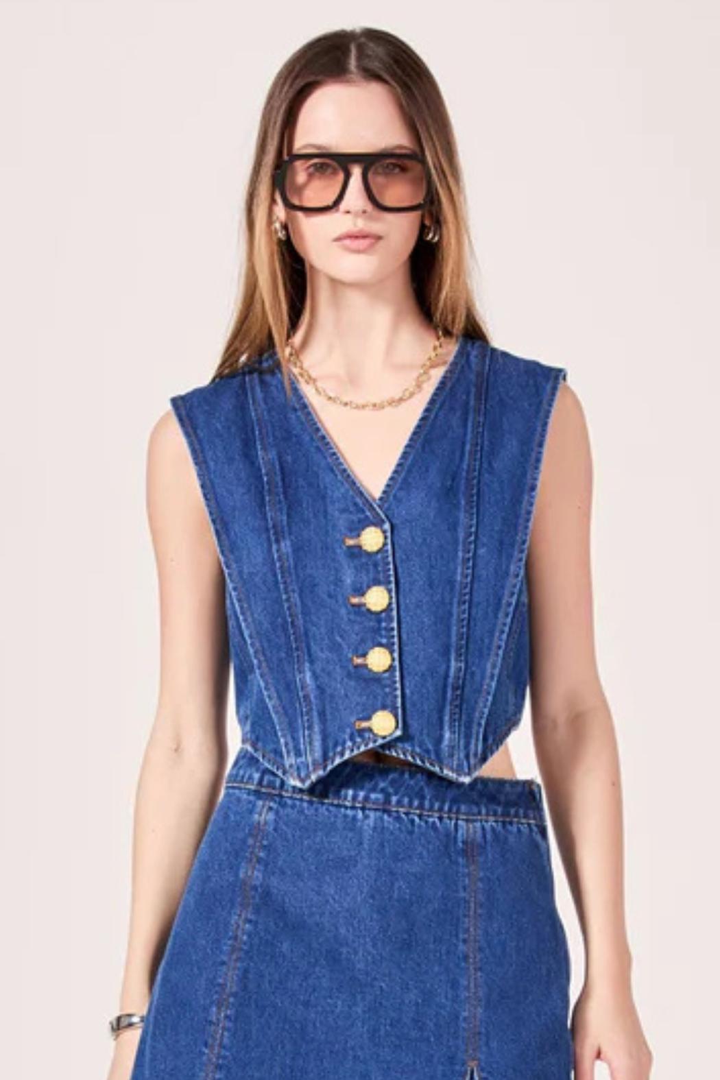 Sleeveless Denim Vest Product Image
