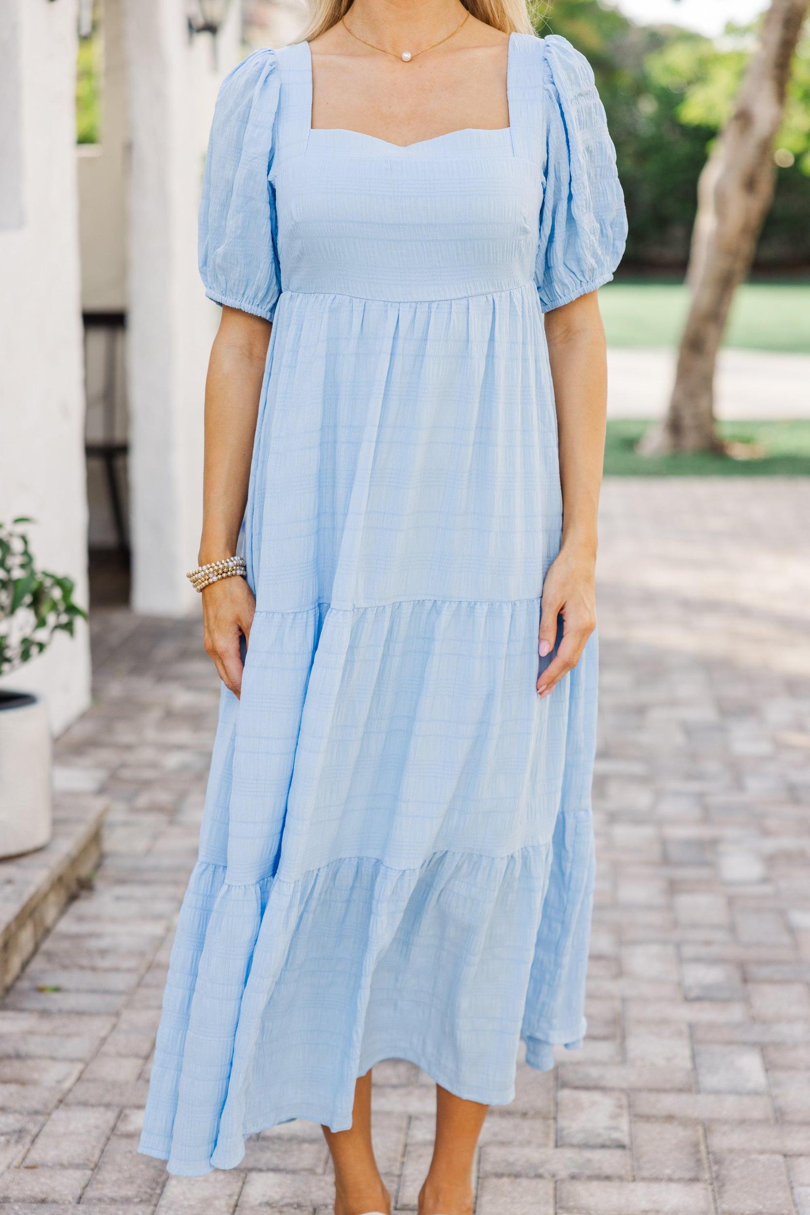 Think About It Light Blue Midi Dress Female Product Image