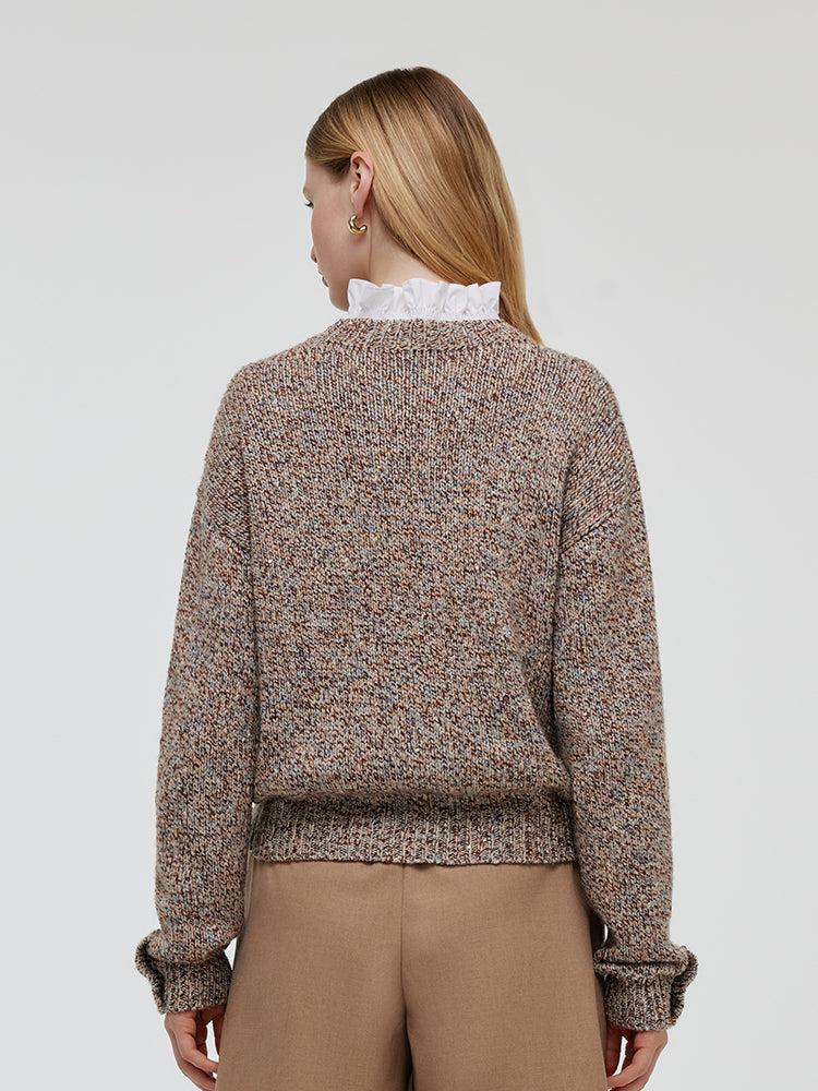 Wool Blend Round Neck Women Sweater Product Image