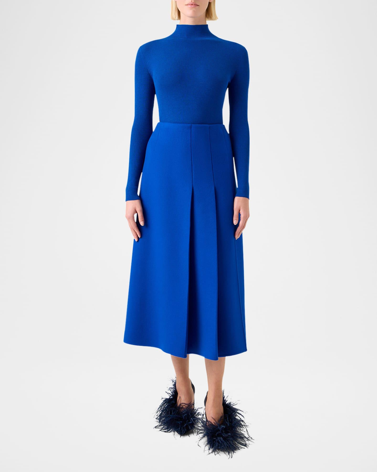 Mock-Neck Cashmere-Silk Fine Rib Sweater Product Image