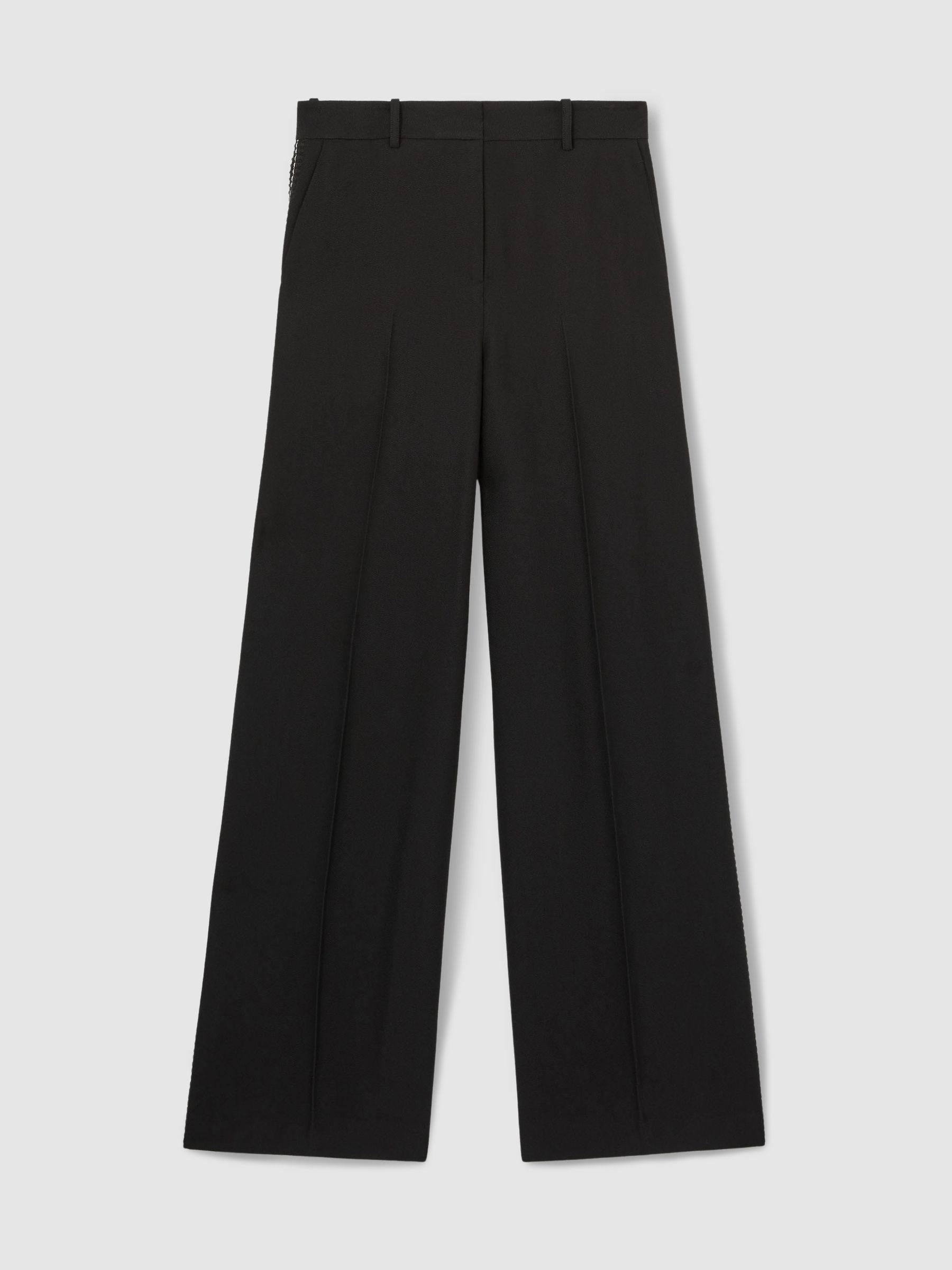 Atelier Crepe Wide-Leg Stitch Trousers in Black Product Image