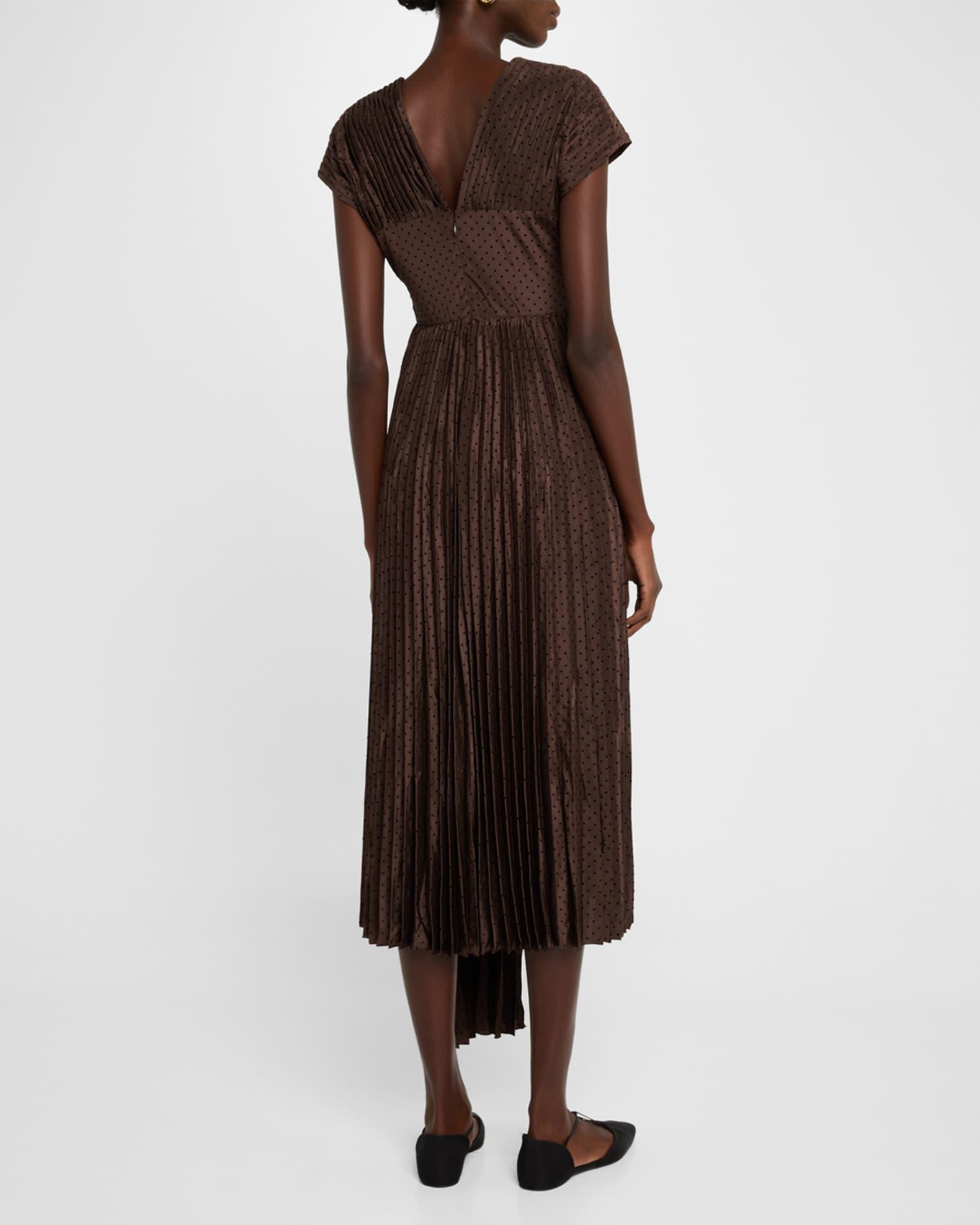 Tabitha Polka-Dot Pleated Silk Midi Dress Product Image