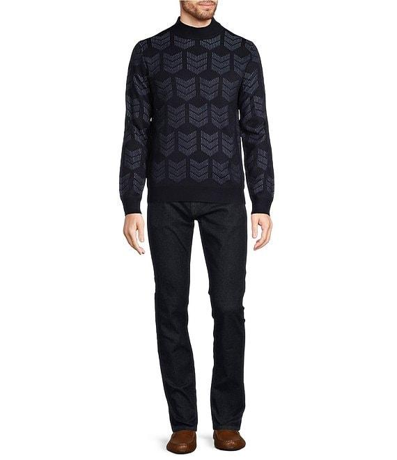 Murano Jacquard Performance Textured Long Sleeve Mock Neck Sweater Product Image