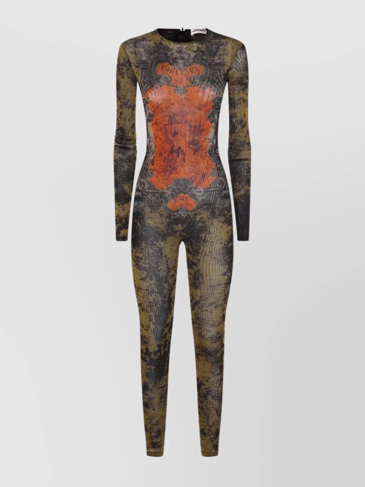 JEAN PAUL GAULTIER Graphic Print Full-length Dress With Long Sleeves In Black Product Image