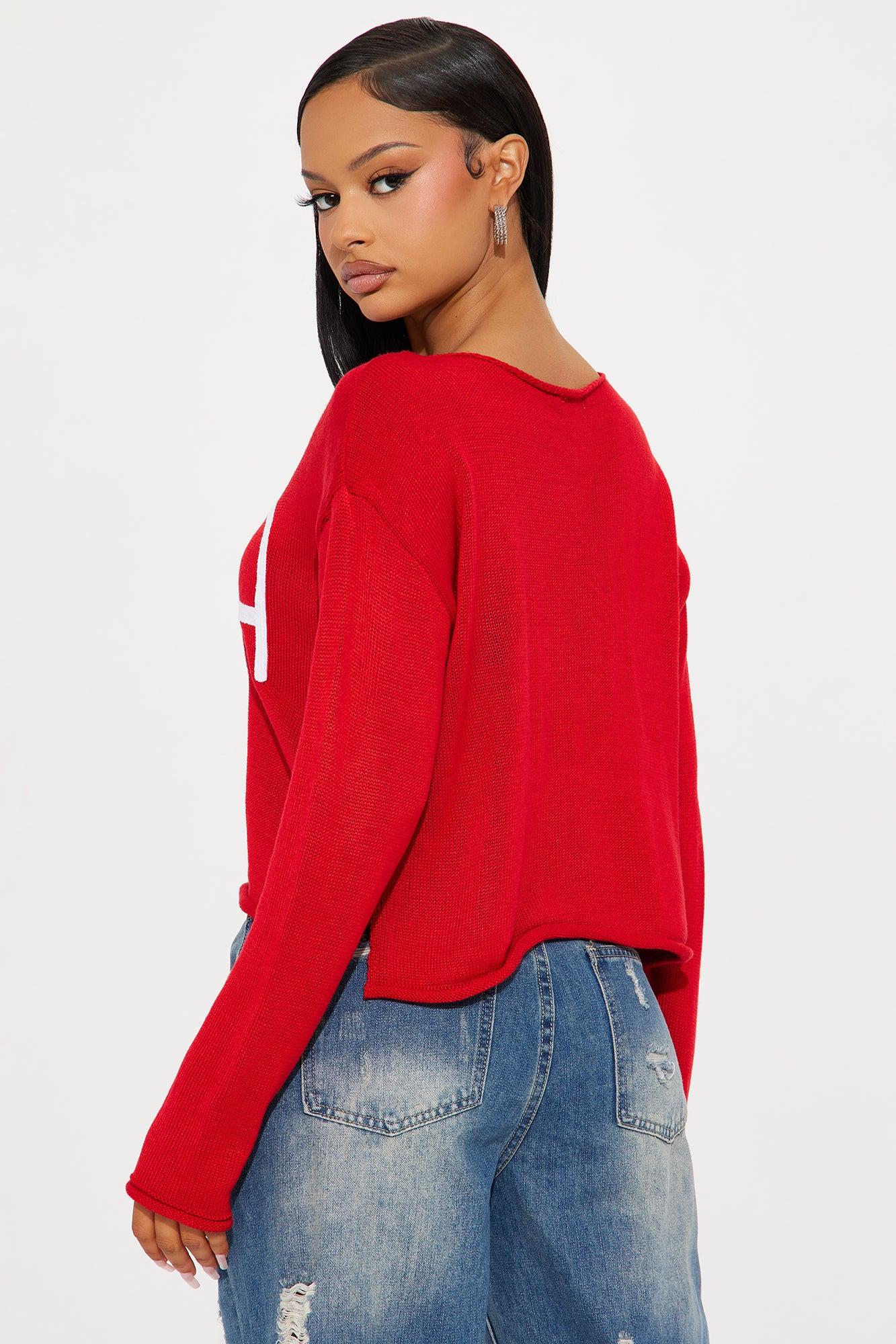 USA Embroidered Pullover Sweater - Red/White Product Image