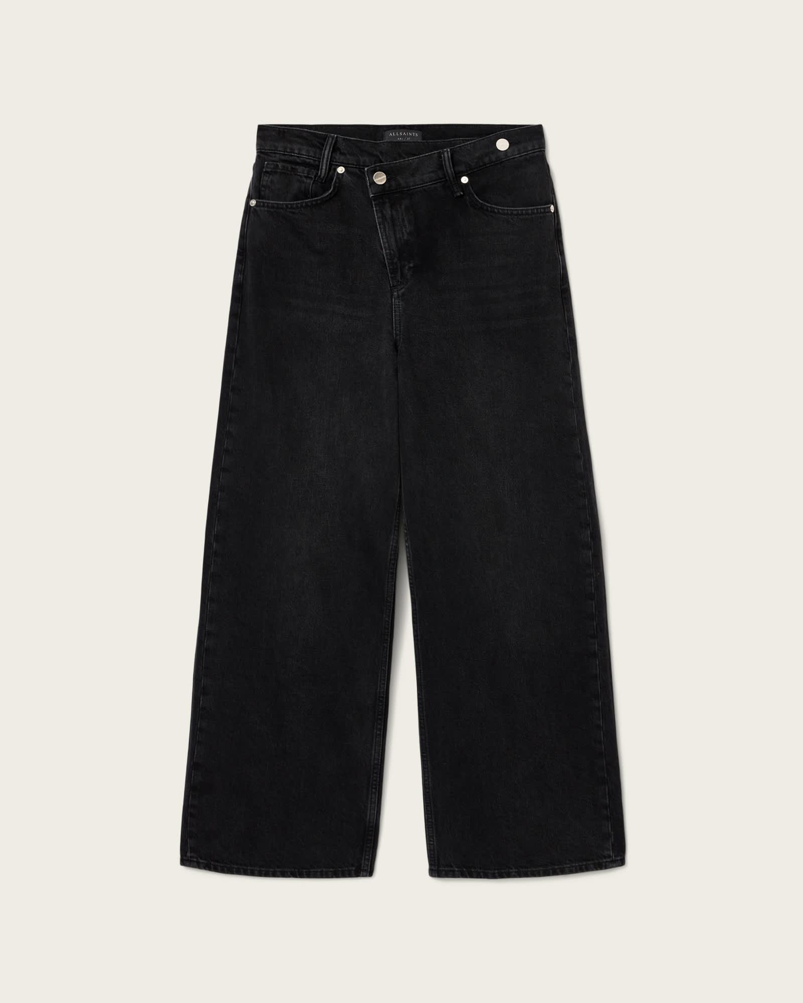 Aki Mid Rise Crossover Jeans Washed Black | ALLSAINTS US Product Image