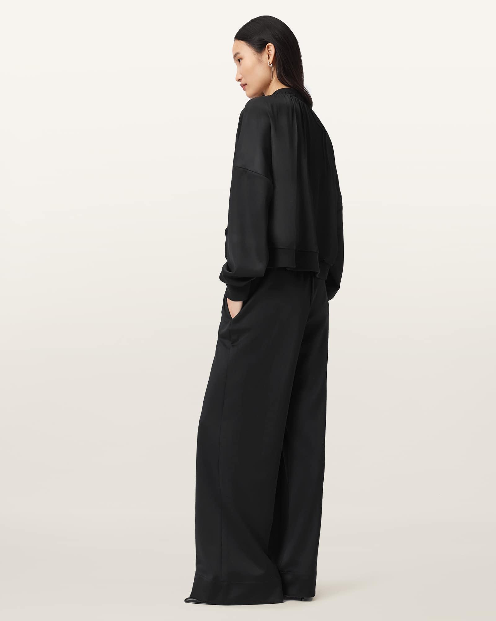 Mirri Wide Leg Jersey Joggers Black | ALLSAINTS US Product Image