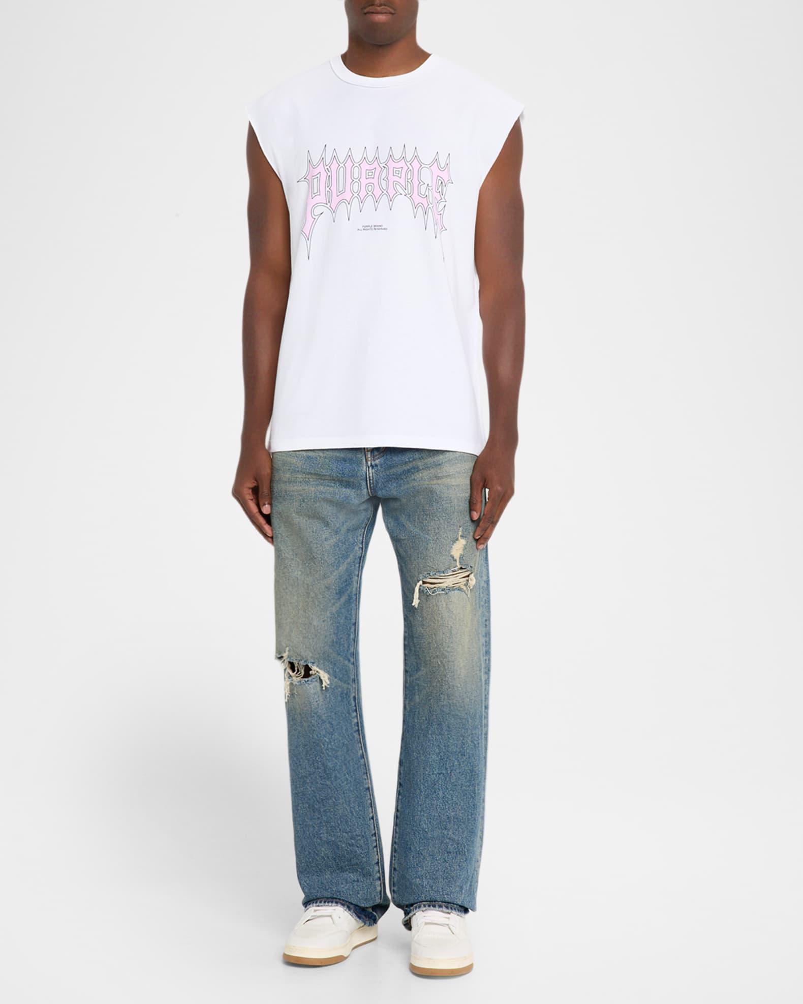 Men's Textured Jersey Sleeveless Logo Graphic T-Shirt Product Image