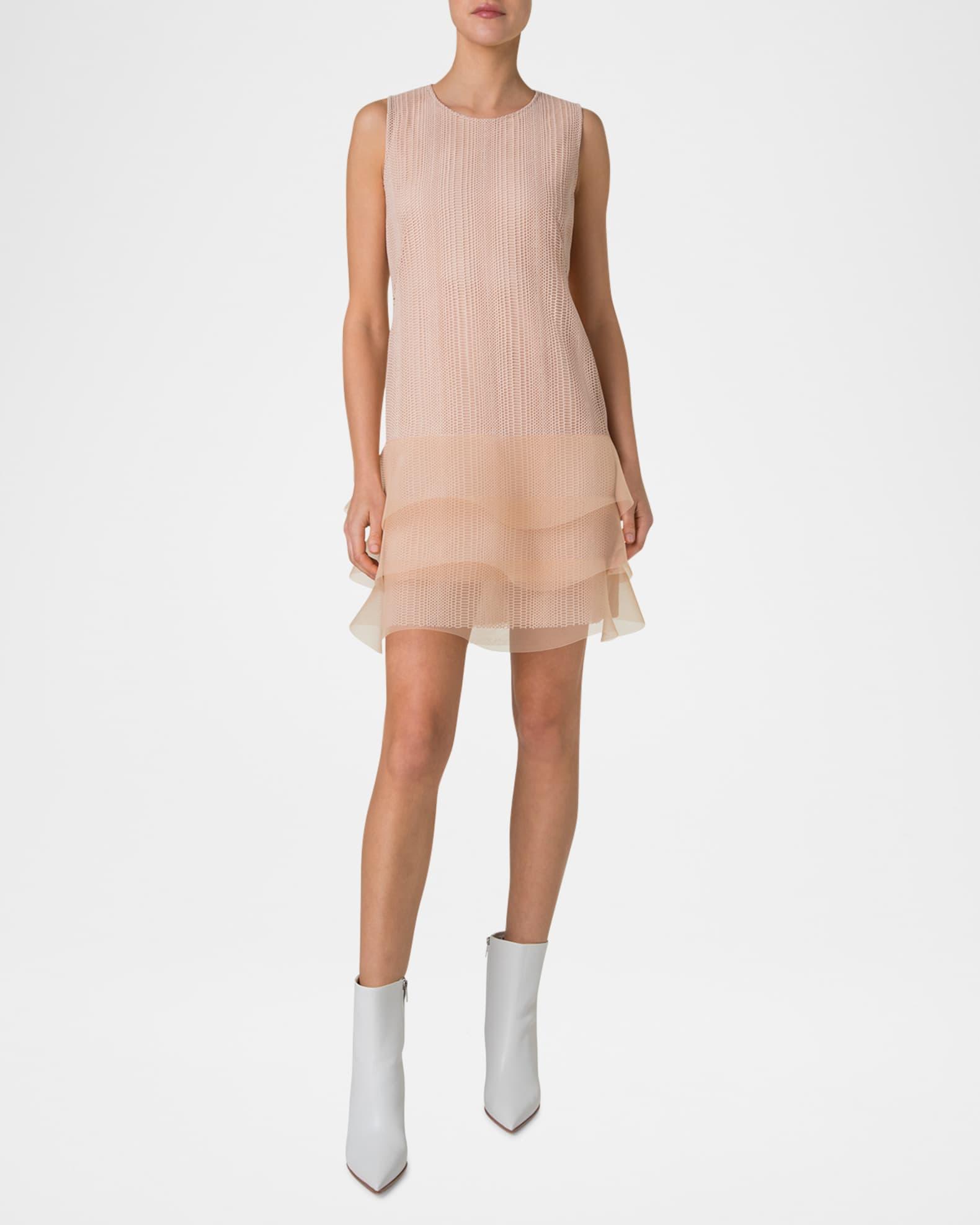 Tiered Ruffle Embroidered Sleeveless Mini Dress Product Image