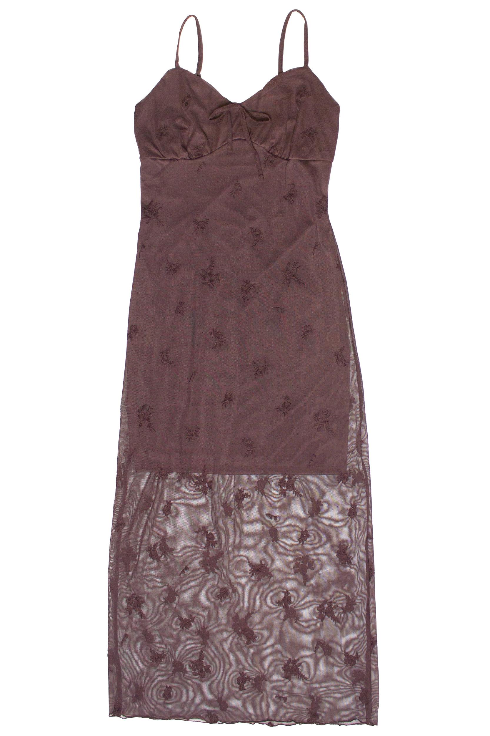 Embroidered Floral Mesh Midi Dress Product Image