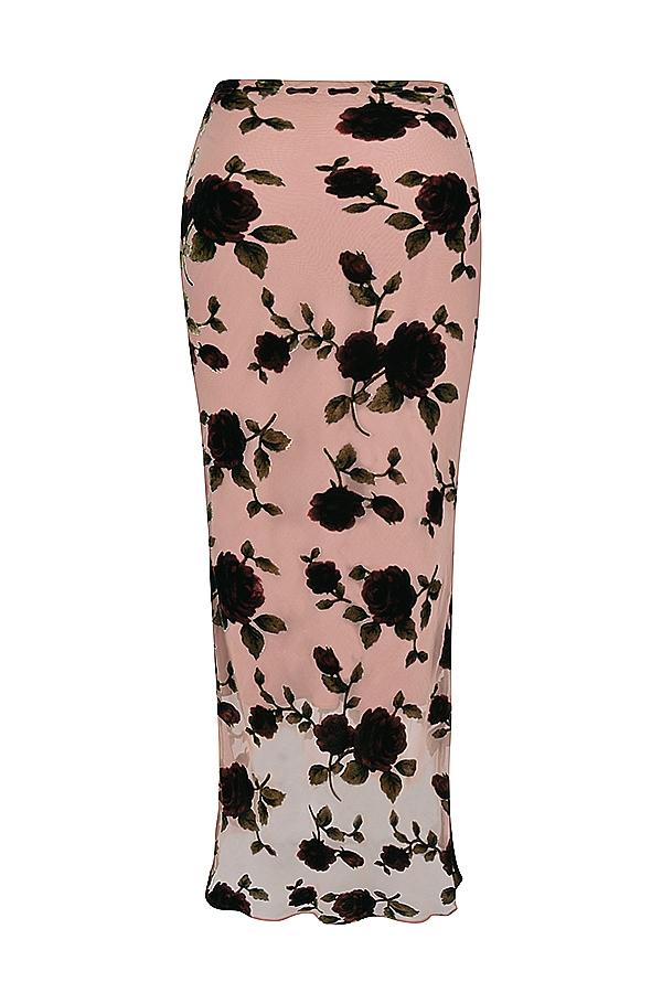 Imaan  dusty pink devore maxi skirt Product Image