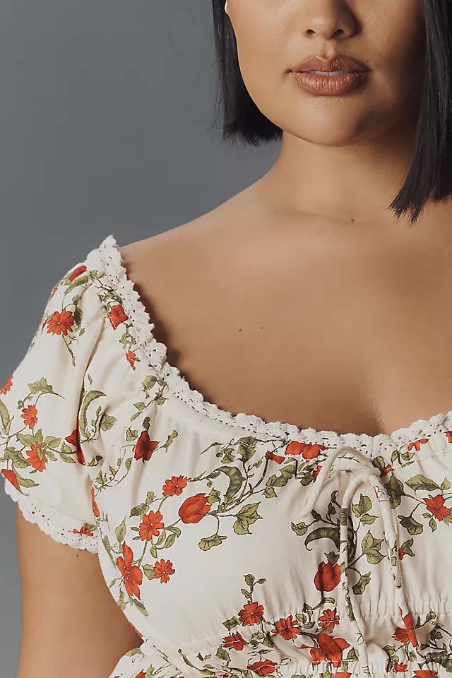 Maeve Short-Sleeve Sweetheart-Neck Peplum Top Product Image