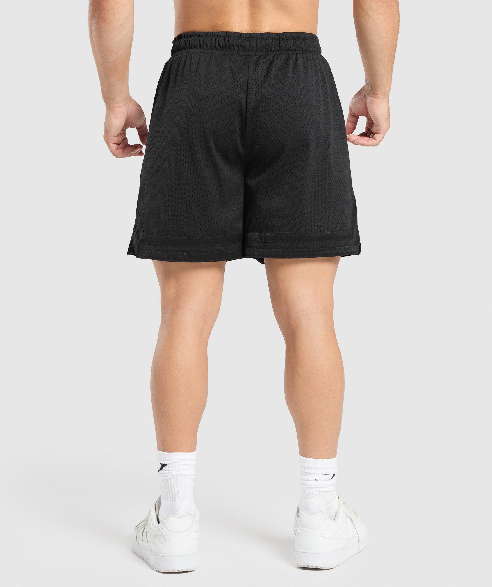 Gymshark Campus Mesh Shorts - Black/White Logo Male Product Image