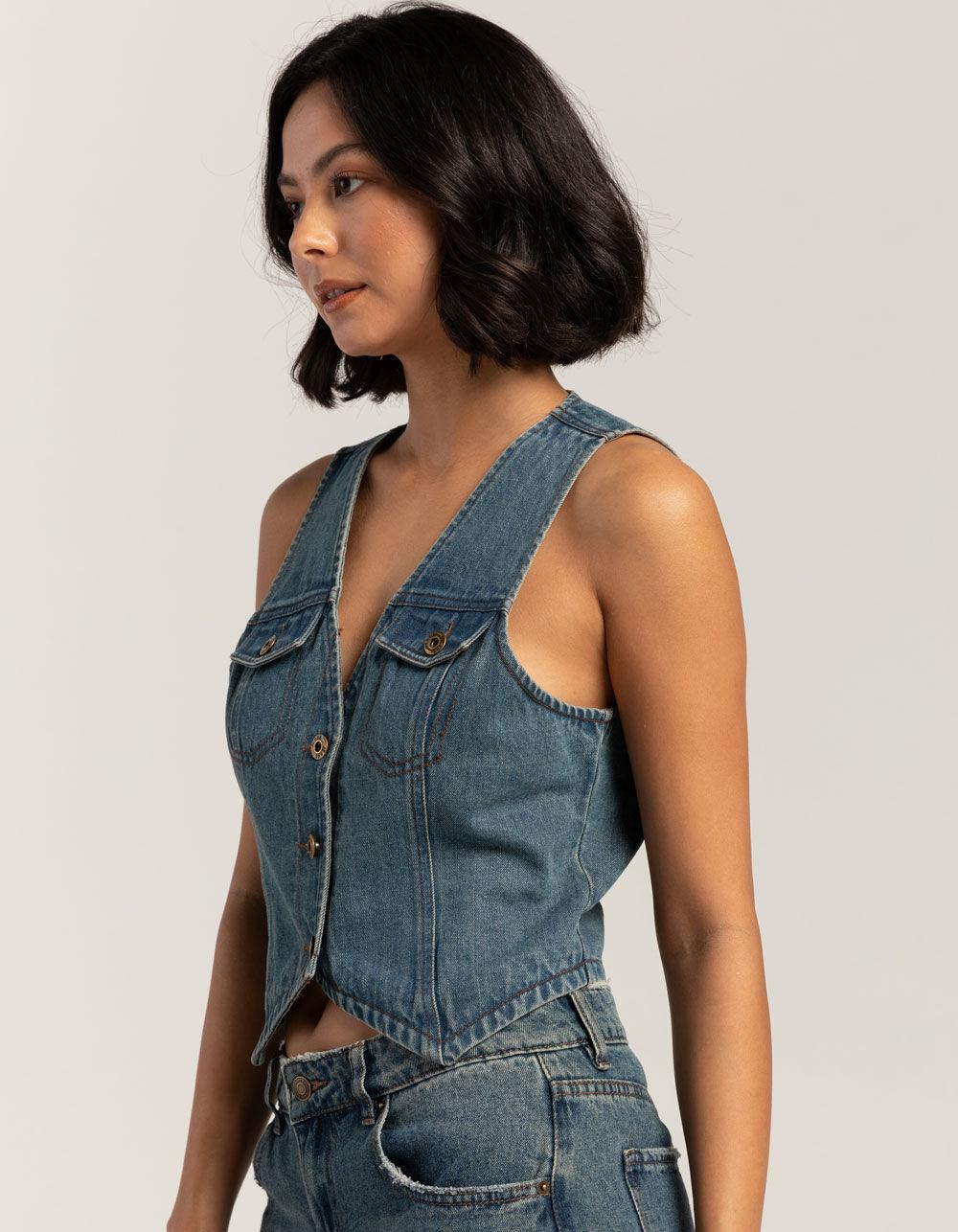 RSQ Womens Denim Vest - MEDIUM WASH Product Image